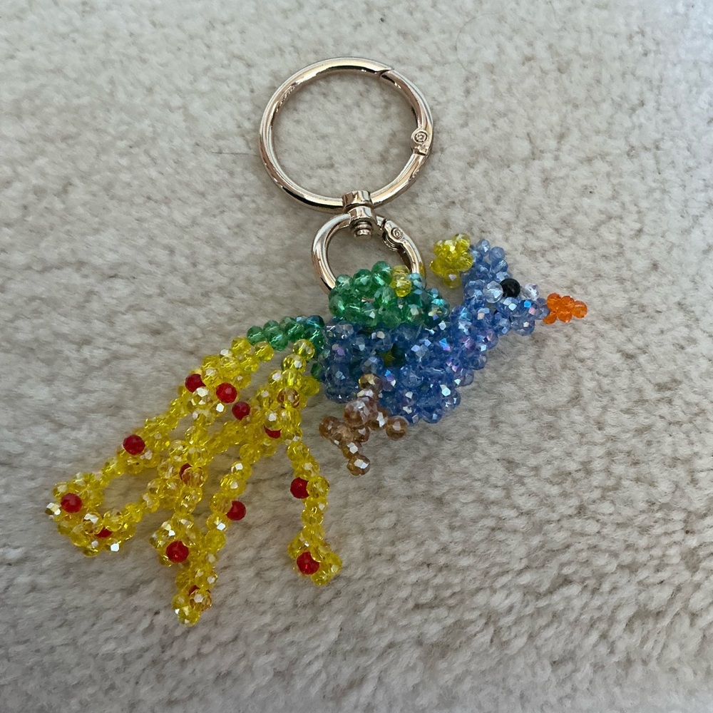 Susan Alexandra Beaded Bird Keychain in Yellow, Blue, Green, Orange, Red